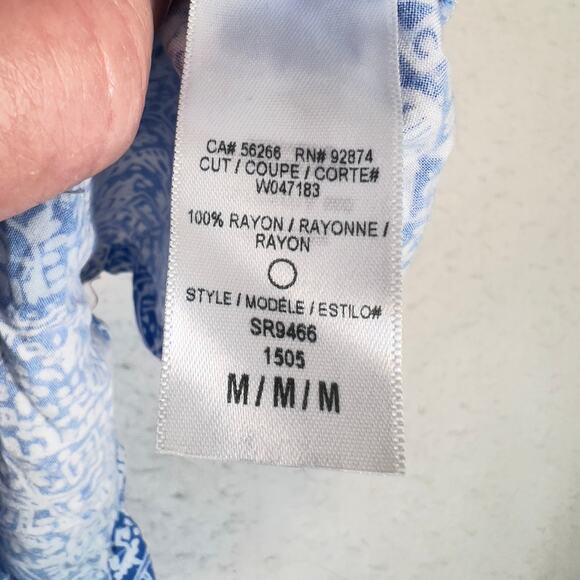 Splendid Romper Jumper Woman's Medium Blue/ White Geometric All Rayon Made USA - Picture 12 of 16